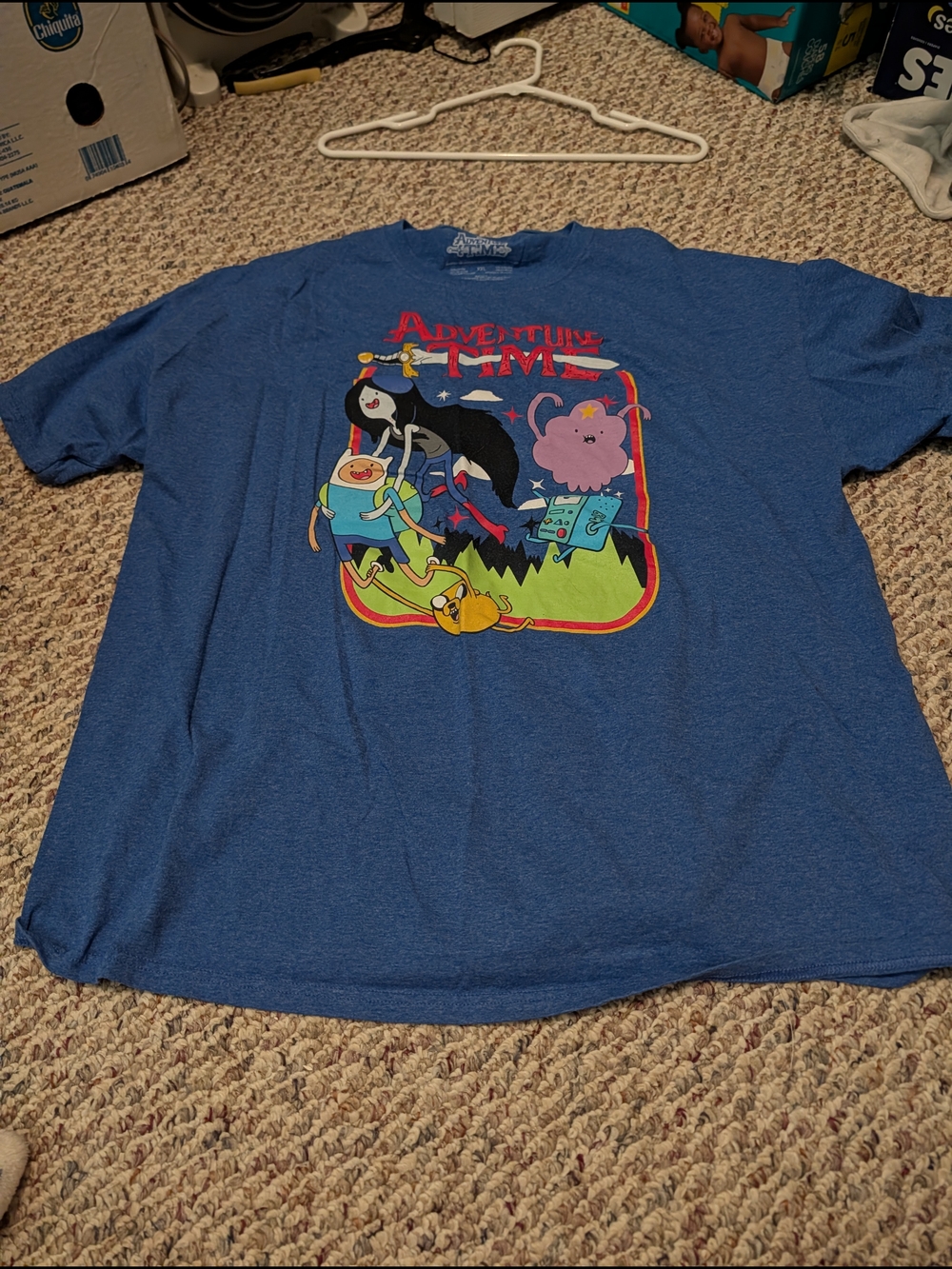 Adventure Time Blue Adult Xxl Graphic Tee with Characters